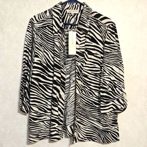 XL JONES ZEBRA PRINT 3/4 SLEEVED TOP